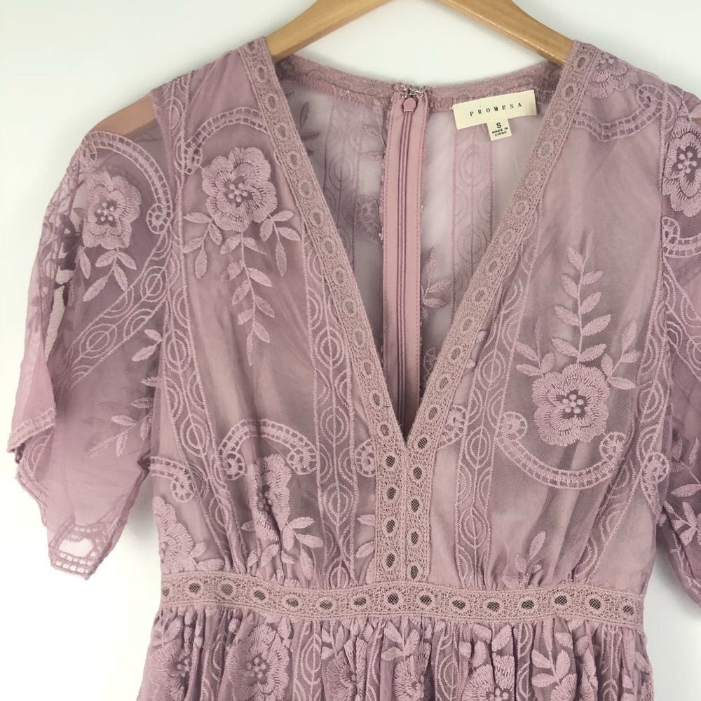 1 LEFT! Blush V Neck Lace Lined Maxi Dress